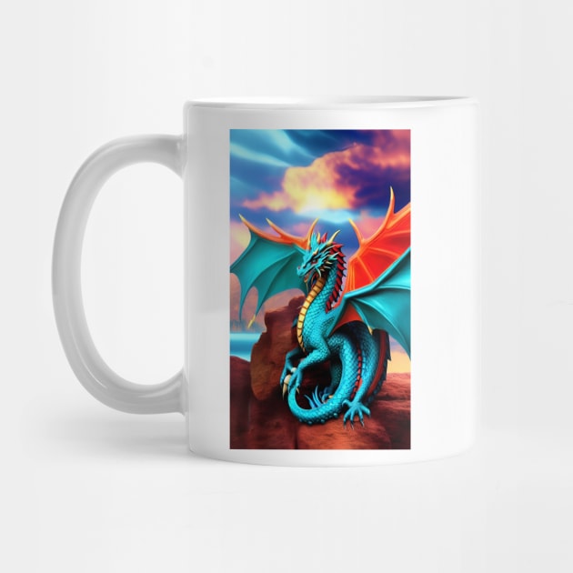 Dragon Fire Turquoise Graphic by ShopSunday